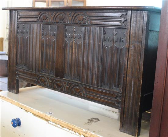 Carved panelled oak coffer